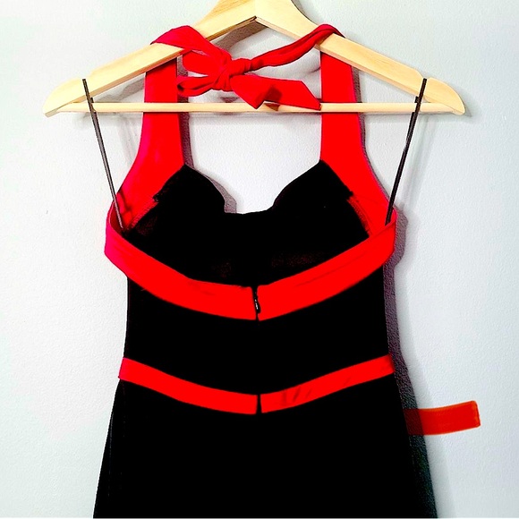 OHITSMISSARIES Rock Steady- Pin Up/Rockabilly, Black & Red Halter Dress Women MP - Picture 5 of 8